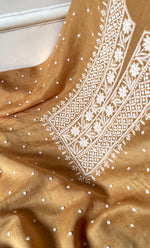 Load image into Gallery viewer, Women's Lakhnavi Handcrafted Mul Chanderi Unstitched Chikankari Full Suit Material - HONC0305480