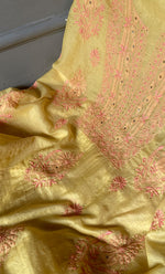 Load image into Gallery viewer, Women's Lakhnavi Handcrafted Mul Chanderi Unstitched Kurta And Dupatta Set- HONC0282368