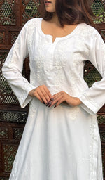 Load image into Gallery viewer, Zara Women's Lakhnavi Handcrafted Modal Cotton Chikankari Kurta And Skirt Set - HONC0251112