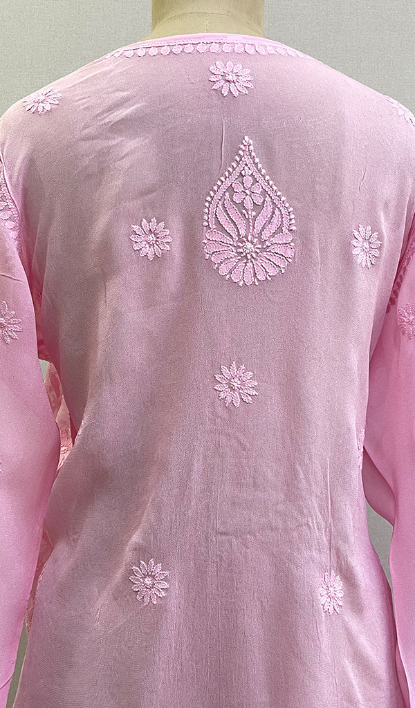 Women's Lakhnavi Handcrafted Viscose Georgette Chikankari Kurti - HONC0161553