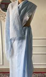 Load image into Gallery viewer, Women's Lakhnavi Handcrafted Cotton Chikankari Saree - HONC0317299