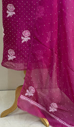 将图像加载到图库查看器中, Rose Women's Lakhnavi Handcrafted Pure Organza Chikankari Unstitched Kurta And Dupatta Set- HONC0229938
