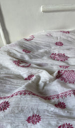 Load image into Gallery viewer, Women's Lakhnavi Handcrafted Mul Chanderi Semi - Stitched Angrakha And Dupatta Set - HONC0255359