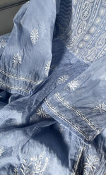 Load image into Gallery viewer, Women's Lakhnavi Handcrafted Mul Chanderi Semi - Stitched Kurta And Dupatta Set - HONC0304299