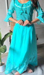 Load image into Gallery viewer, Aadab Women's Lucknowi Handcrafted Faux-Georgette Chikankari Anarkali Dress - HONC038933
