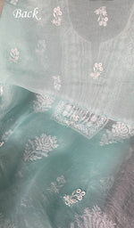 Load image into Gallery viewer, Women's Lakhnavi Handcrafted Pure Organza Chikankari Unstitched Full Suit Material - HONC0351123