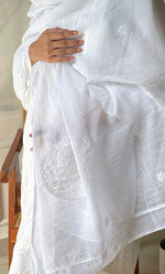 Load image into Gallery viewer, Nazm Women's Lucknowi Handcrafted Kota Cotton Chikankari Dupatta - HONC0291183
