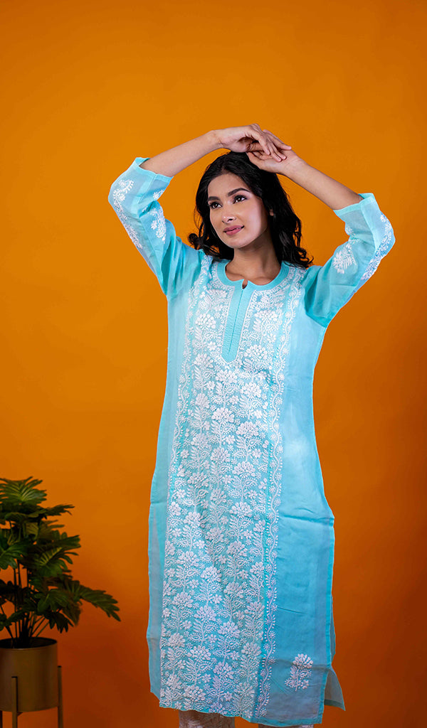 Naira Women's Lucknowi Handcrafted Cotton Chikankari Kurti - HONC0164270