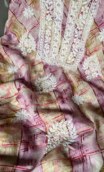 将图像加载到图库查看器中, Women's Lakhnavi Handcrafted Cotton Chikankari Unstitched Kurta And Kurta Dupatta Set - HONC0312694