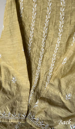 Load image into Gallery viewer, Women's Lakhnavi Handcrafted Linen Cotton Semi -Stitched Anarkali And Dupatta Set - HONC0246477