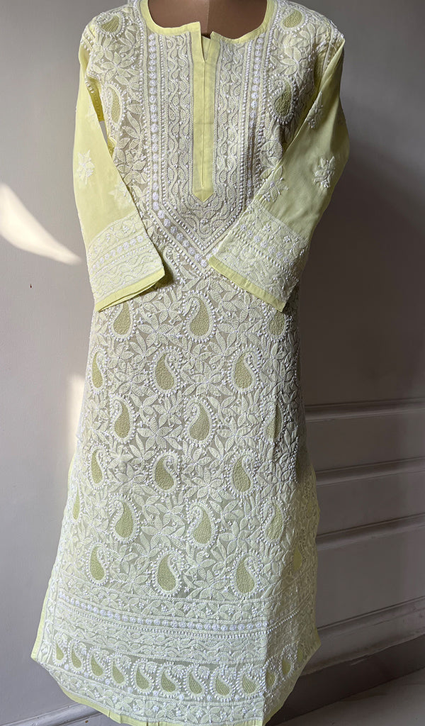 Women's Lakhnavi Handcrafted Cotton Chikankari Kurti - HONC0274204