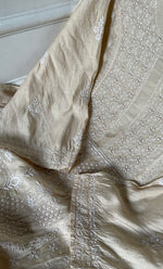 Load image into Gallery viewer, Women's Lakhnavi Handcrafted Munga Silk Semi - Stitched Chikankari Kurta And Dupatta Set- HONC0246918