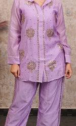 将图像加载到图库查看器中, Women's Lucknowi Handcrafted Mul Chanderi Stitched Chikankari Kurta And Plazzo Set- HONC0318570