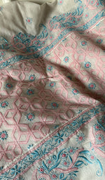 Load image into Gallery viewer, Women's Lakhnavi Handcrafted Linen Cotton Semi -Stitched Kurta And Dupatta Set - HONC0269955