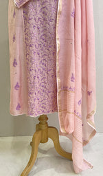 Load image into Gallery viewer, Women's Lakhnavi Handcrafted Mul Chanderi Kurta And Dupatta Set - HONC0170089