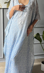 Load image into Gallery viewer, Rabia Women's Lucknowi Handcrafted Mul chanderi Chikankari Kaftan - HONC0305550