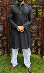 Load image into Gallery viewer, Men's Lucknowi Handcrafted Cotton Chikankari Kurta - HONC0321571