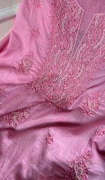 Load image into Gallery viewer, Women's Lucknowi Handcrafted Chanderi Silk Chikankari Full Suit Material - HONC0260947