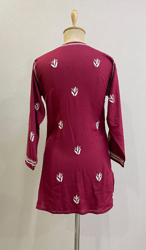 Women's Lakhnavi Handcrafted Modal Cotton Chikankari Top - HONC0220350