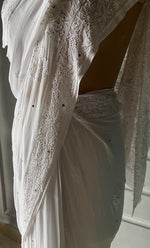 Load image into Gallery viewer, Women's Lakhnavi Handcrafted Viscose Georgette Chikankari Saree - HONC0271070