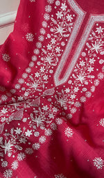 Load image into Gallery viewer, Women's Lakhnavi Handcrafted Mul Chanderi Unstitched Kurta And Dupatta Set - HONC0282259