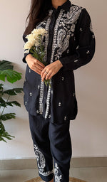 Load image into Gallery viewer, Devanshi Women's Lakhnavi Handcrafted Cotton Chikankari Kurta And Palazzo Set - HONC0358505