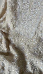 Load image into Gallery viewer, Women's Lakhnavi Handcrafted Munga Silk Chikankari Kurta And Dupatta Set- HONC0256126