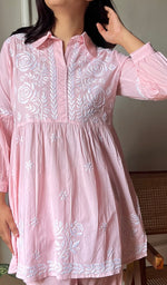Load image into Gallery viewer, Women's Lakhnavi Handcrafted Cotton Chikankari Kurta And Palazzo Set - HONC0290433