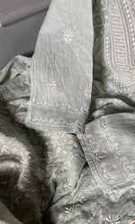 将图像加载到图库查看器中, Women's Lakhnavi Handcrafted Mul Chanderi Semi - Stitched Kurta And Dupatta Set - HONC0304457