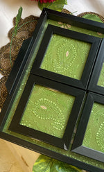 Load image into Gallery viewer, Chikankari Tray with Four Coasters - HONC0269355