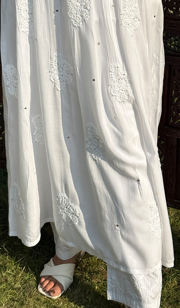 Women's Lucknowi Handcrafted Cotton Chikankari Angrakha - HONC0227178