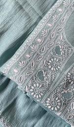Load image into Gallery viewer, Nushrat Women's Lakhnavi Handcrafted Mul Chanderi Unstitched Kurta And Dupatta Set - HONC0247991