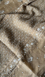将图像加载到图库查看器中, Women's Lakhnavi Handcrafted Tussar Silk Chikankari Semi-stitched Kurti Fabric - HONC0246177