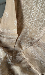 Load image into Gallery viewer, Women's Lakhnavi Handcrafted Mul Chanderi Semi - Stitched Kurta And Dupatta Set - HONC0284751