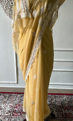 Load image into Gallery viewer, Women's Lucknowi Handcrafted Faux-Georgette Chikankari Saree - HONC0307144