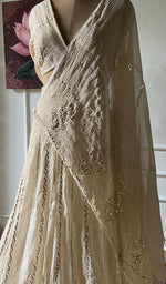 Load image into Gallery viewer, Women's Lakhnavi Handcrafted Bridal Tissue Chanderi Chikankari Lehenga Set - HONC0353217