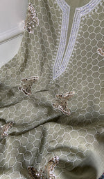 Load image into Gallery viewer, Haaniya Women's Lakhnavi Handcrafted Mul Chanderi Unstitched Kurta And Dupatta Set - HONC0965195