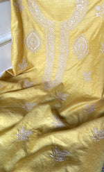 Load image into Gallery viewer, Lucknowi Handcrafted Munga Silk Chikankari Unstitched Men's Kurta Fabric - HONC0327310