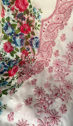 将图像加载到图库查看器中, Women's Lakhnavi Handcrafted Cotton Chikankari Unstitched Kurti Fabric - HONC0284339