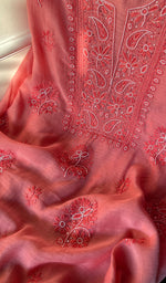 将图像加载到图库查看器中, Women's Lakhnavi Handcrafted Mul Chanderi Chikankari Full Suit Material - HONC0260957