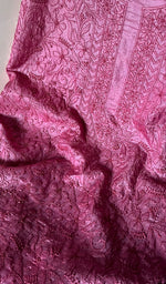 将图像加载到图库查看器中, Pink Tussar Silk Chikankari Kurta And Dupatta Set