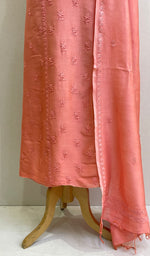 Load image into Gallery viewer, Women's Lakhnavi Handcrafted Chanderi Silk Chikankari Full Suit Material - NC073027