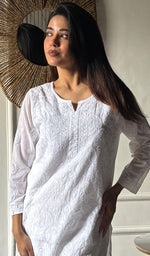 将图像加载到图库查看器中, Women's Lakhnavi Handcrafted Cotton Chikankari Kurti - HONC0347113