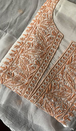 Load image into Gallery viewer, Women's Lucknowi Handcrafted Muslin Chikankari Unstitched Suit Material - HONC0243933