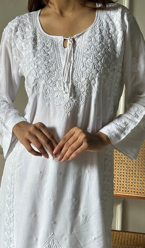 Women's Lakhnavi Handcrafted Modal Cotton Chikankari Top And Plazzo Set - HONC0290974