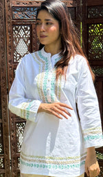 Load image into Gallery viewer, Women's Lakhnavi Handcrafted Cotton Chikankari Top And Pant Set - HONC0282051