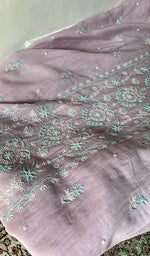 将图像加载到图库查看器中, Women's Lakhnavi Handcrafted Mul Chanderi Unstitched Chikankari Full Suit - HONC0371974