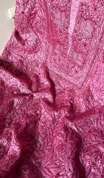 将图像加载到图库查看器中, Women's Lakhnavi Handcrafted Tussar Silk Chikankari Kurta And Dupatta Set - HONC020268