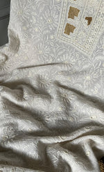 Load image into Gallery viewer, Women's Lakhnavi Handcrafted Maheshwari Mul Chanderi Unstitched Kurta And Dupatta Set- HONC0286816