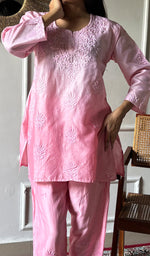 Load image into Gallery viewer, Riddhi Women's Lakhnavi Handcrafted Chanderi Silk Chikankari Top And Pant Set - HONC0360730